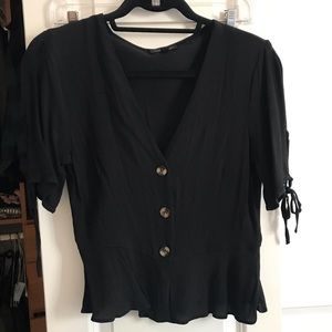 Topshop Black Blouse with horn buttons